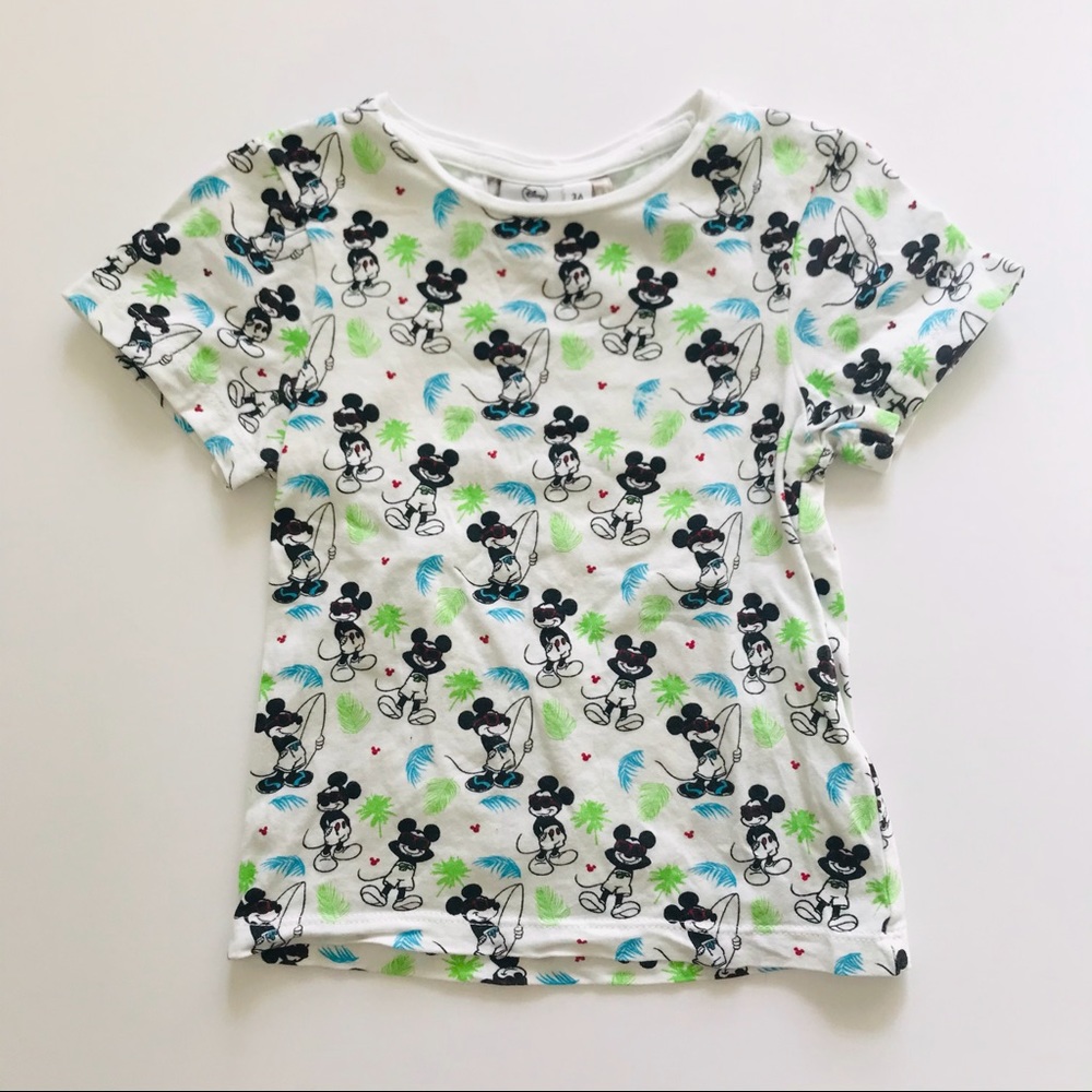 Mickey Mouse White Surf Summer T-Shirt Boys 3T